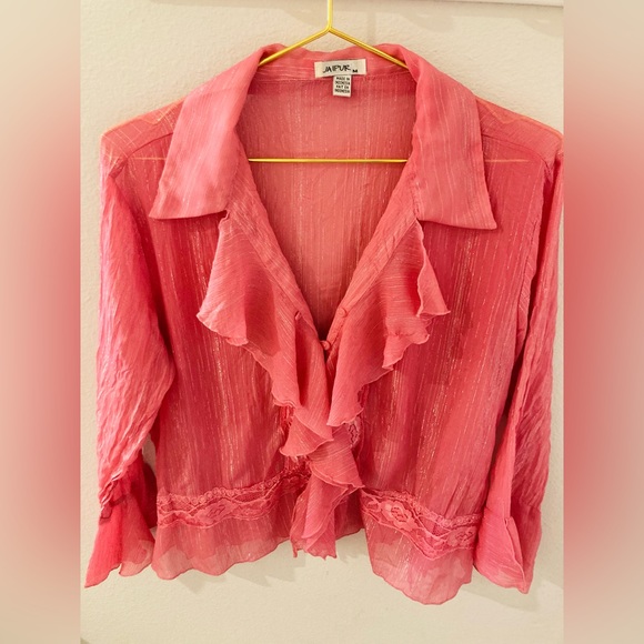 Two Pink Jaipur Blouse 
Silver & Ruffling & Pink with designs - Picture 5 of 11